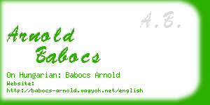 arnold babocs business card